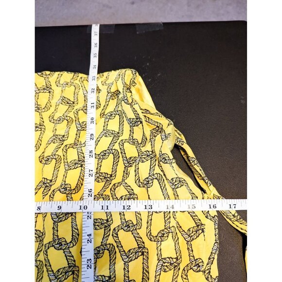 Leona Lauren Leonard Chain link Yellow Belted Mini Dress 4 - Picture 5 of 7